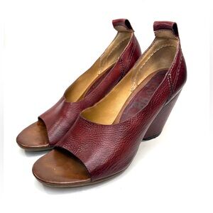A.S.98 Red Leather Peep Toe Wedge | 37